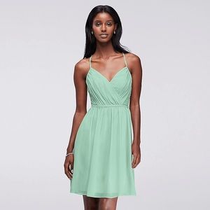 Mint green David’s bridal short dress